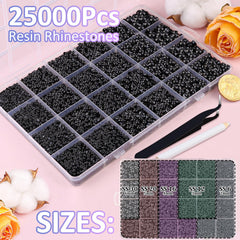 TINKRSTUFF 24-grid organizer with separated black resin rhinestones for easy access