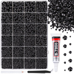 TINKRSTUFF front packaging showing mixed-size black rhinestones and box benefits
