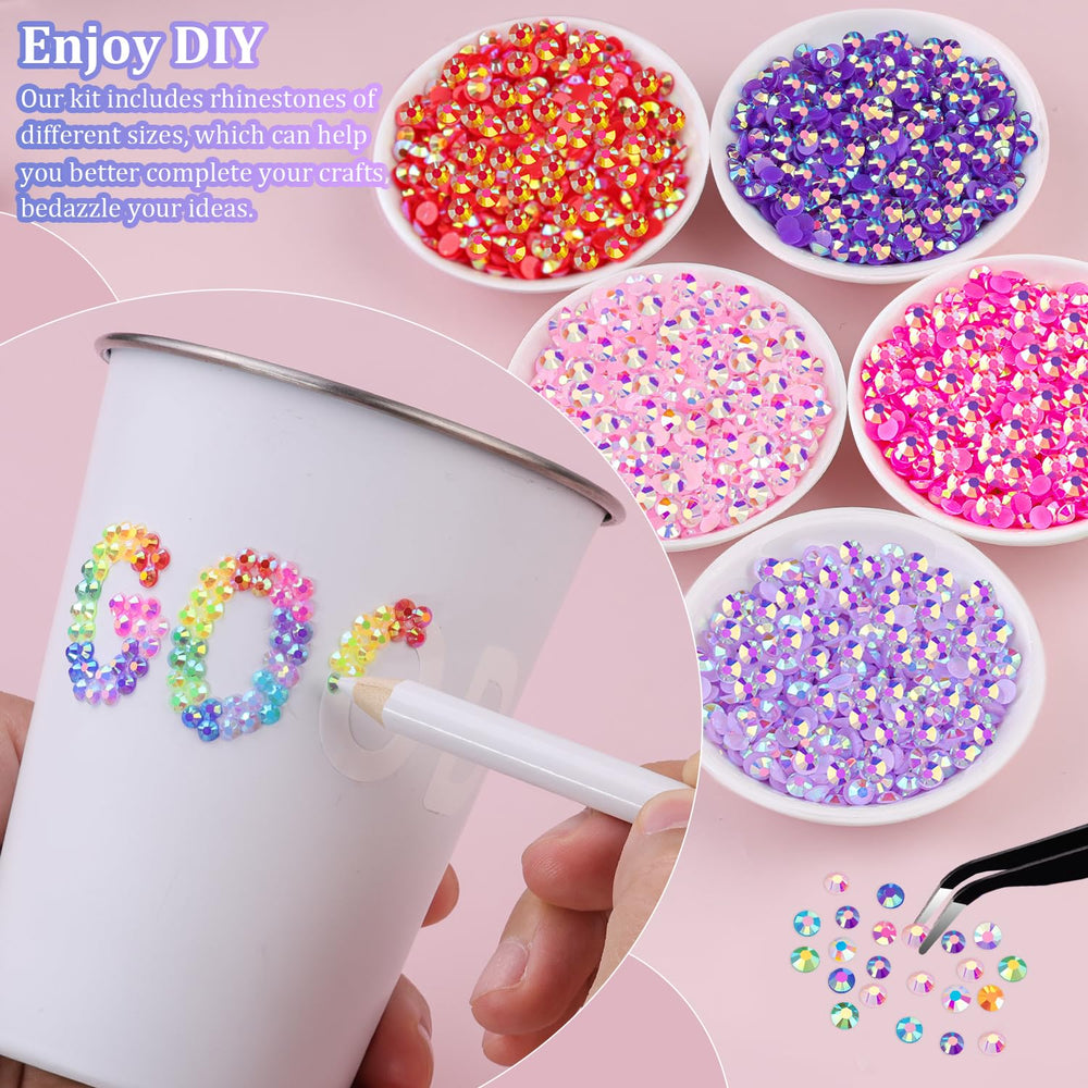TINKRSTUFF close-up of 3mm resin rhinestones showing iridescent sparkle