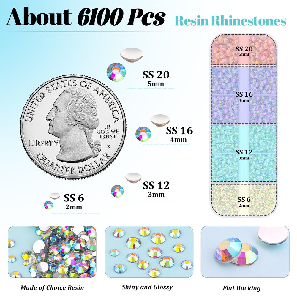 TINKRSTUFF organized grid of 12 compartments displaying multiple gem sizes for easy selection