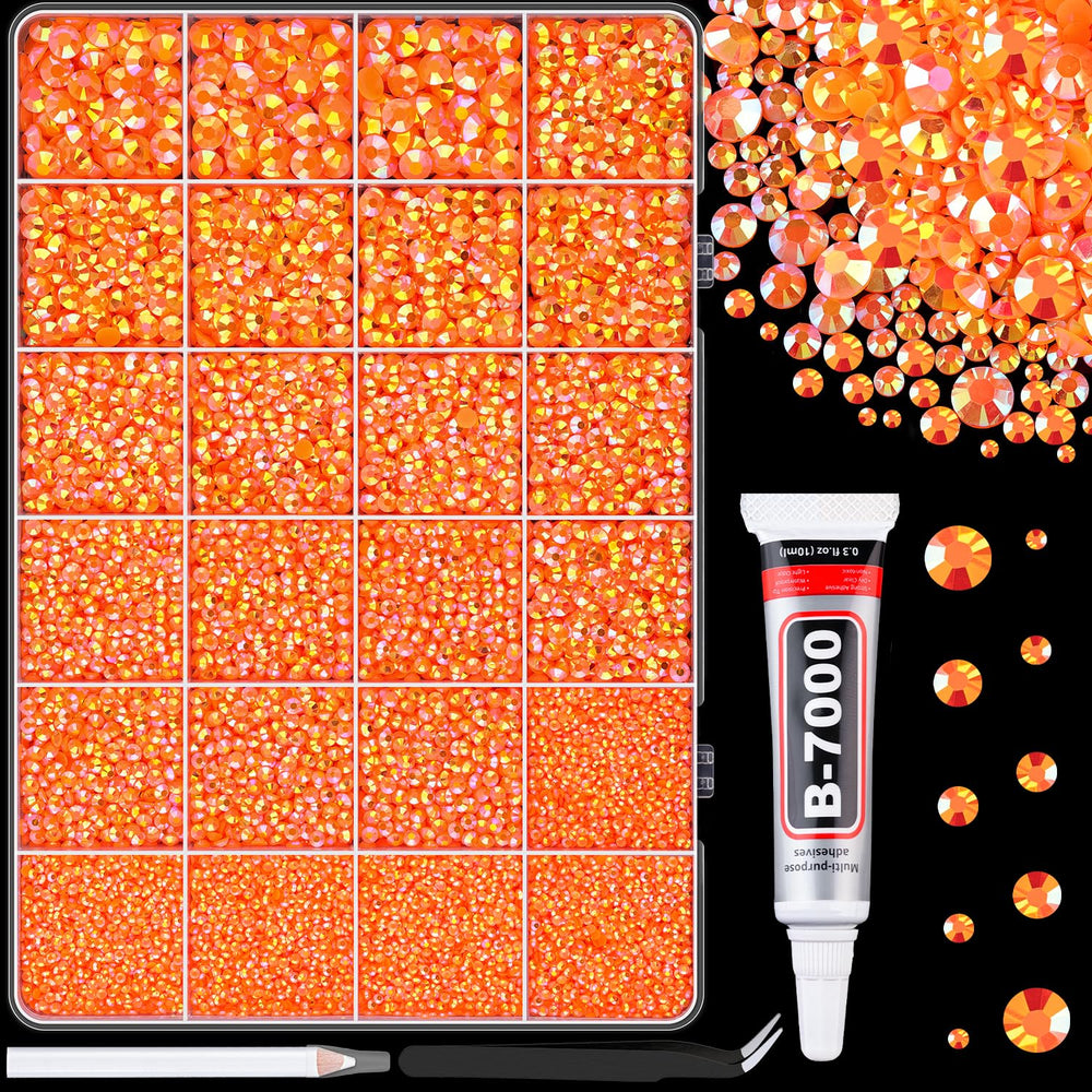 TINKRSTUFF front box open showing 24 compartments and organized rhinestones, convenient storage