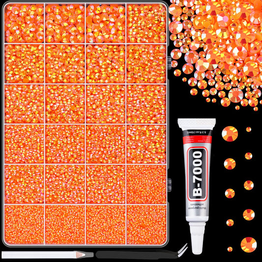 TINKRSTUFF front box open showing 24 compartments and organized rhinestones, convenient storage
