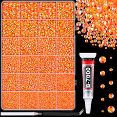 TINKRSTUFF front box open showing 24 compartments and organized rhinestones, convenient storage