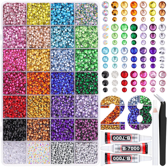 TINKRSTUFF front packaging showing complete 28-grid rhinestone kit and accessories, convenient storage