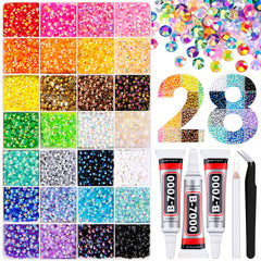 TINKRSTUFF front packaging showing 16000pcs mixed-color rhinestones and tools, inspiring project variety