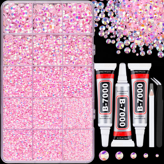 TINKRSTUFF front packaging displaying light pink AB rhinestones and tools for quick project start