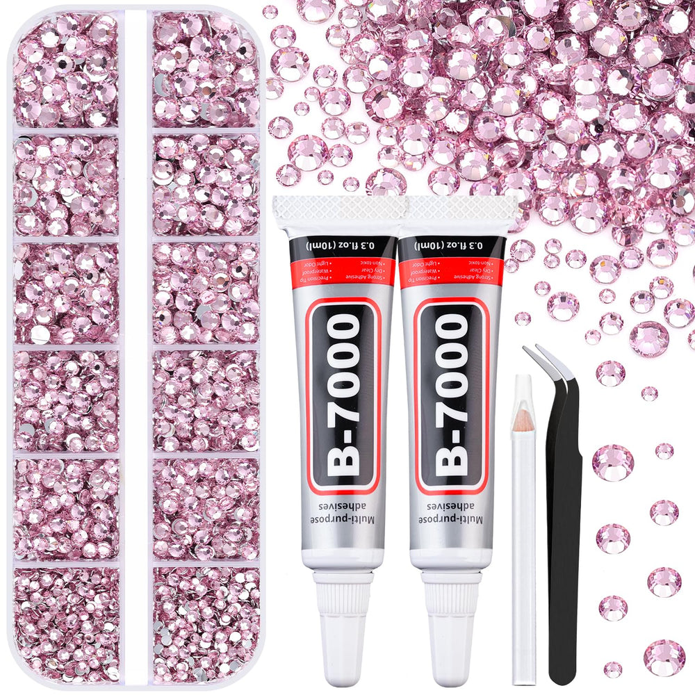 TINKRSTUFF front packaging showing light pink rhinestone box and included tools for quick identification and storage