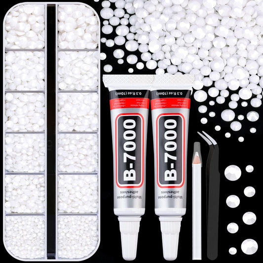 TINKRSTUFF front packaging showing organized white rhinestones and included tools, easy selection