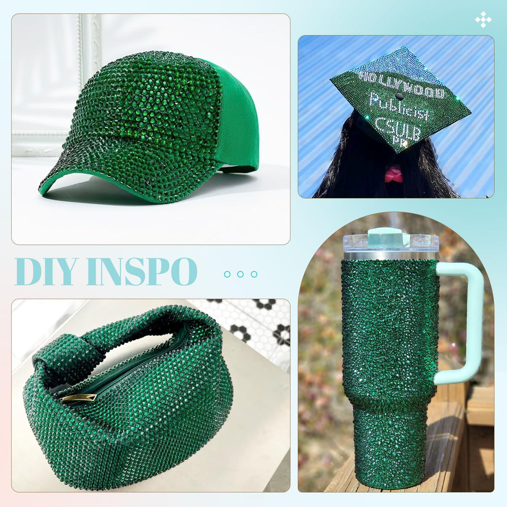 TINKRSTUFF rhinestones glued on fabric detail for secure hold and eye-catching shine