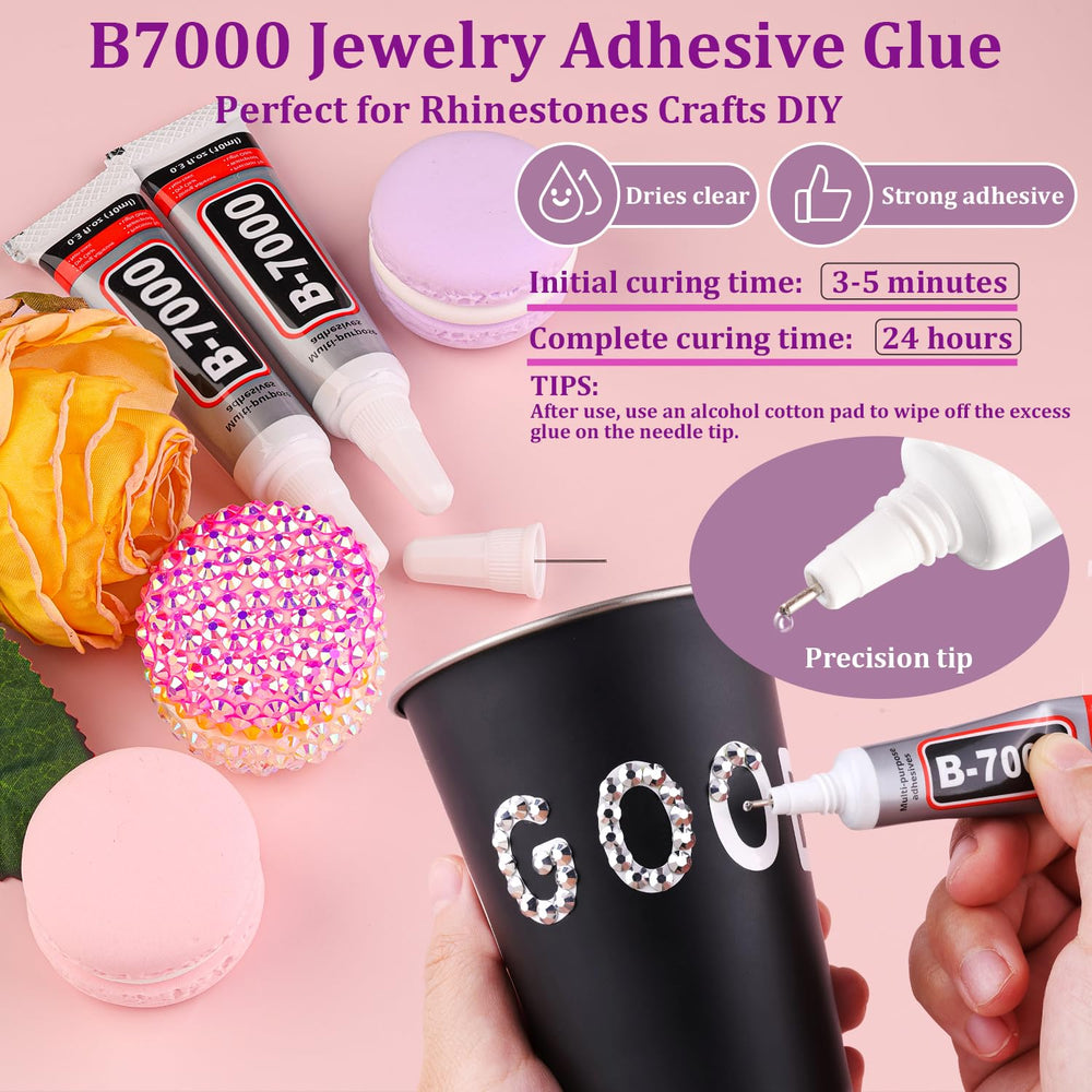 TINKRSTUFF B7000 10ml glue bottle with needle tip demonstrating controlled application and clear drying