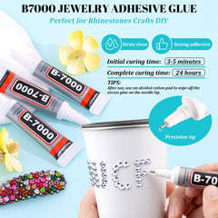 TINKRSTUFF B7000 glue tubes and pickup pen positioned for precise adhesive control