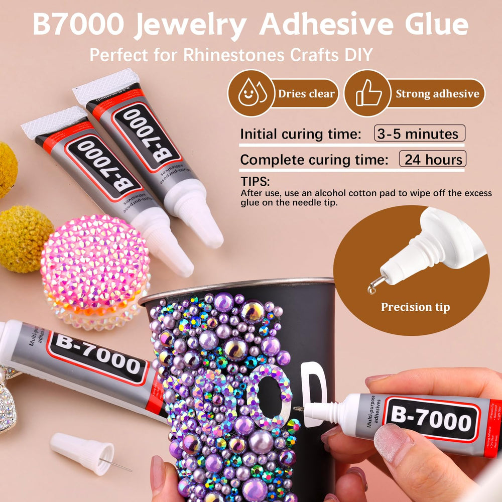 TINKRSTUFF pearls and rhinestones applied to nails showing delicate decoration