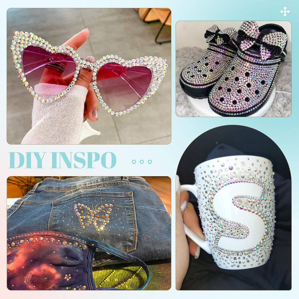 TINKRSTUFF rhinestones applied on fingernail art to demonstrate fine placement and shine