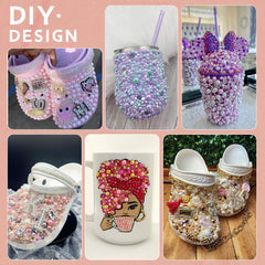 TINKRSTUFF applied on nails demonstrating detailed nail art with mixed-size pearls
