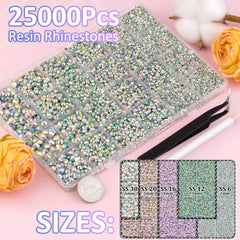 TINKRSTUFF resin rhinestones close-up showing AB iridescent finish for vibrant sparkle