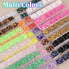 TINKRSTUFF rhinestones arranged by size with ruler for scale and sizing clarity