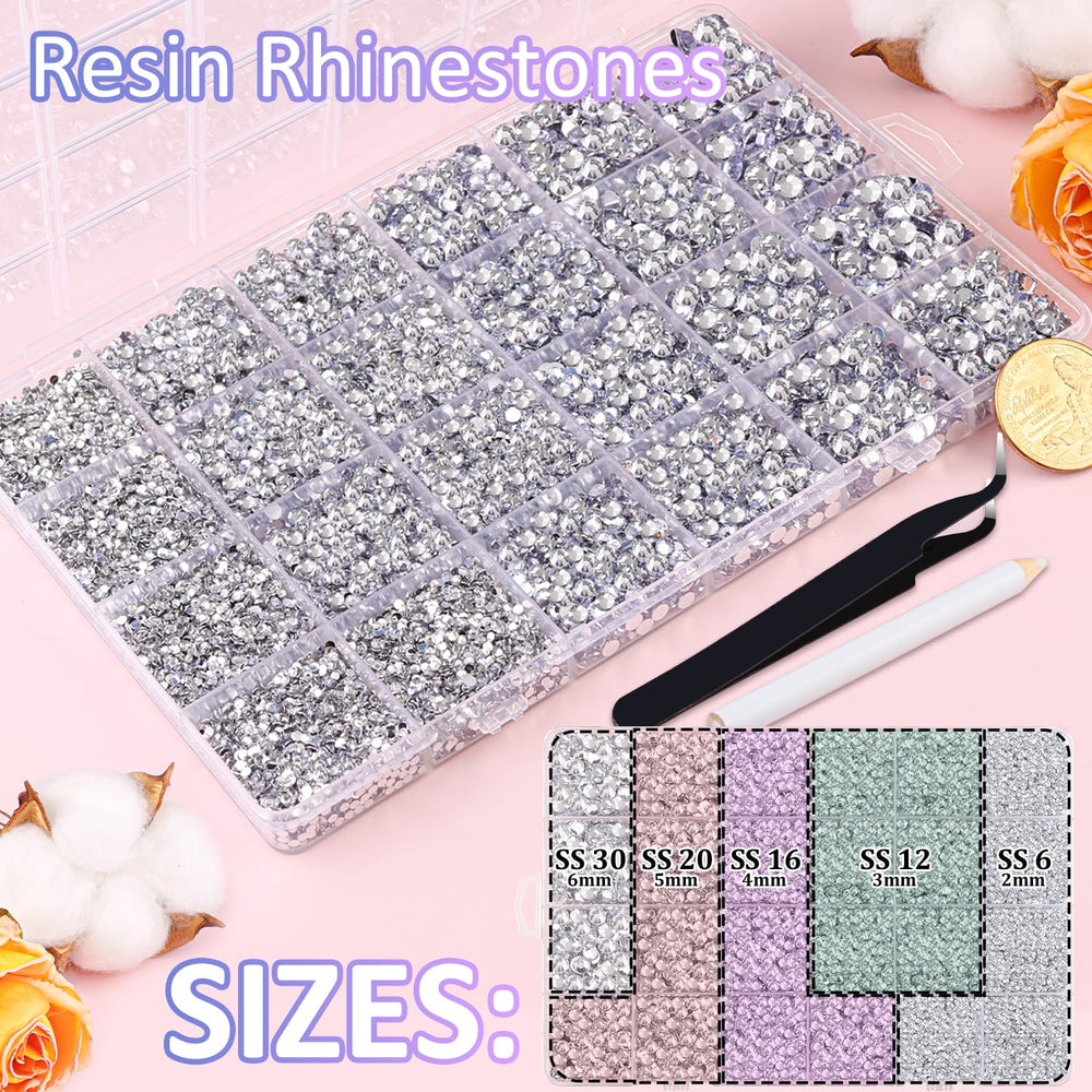 TINKRSTUFF organized size grid layout displaying 2mm to 6mm gems for accurate selection