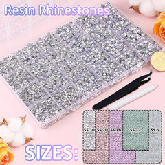 TINKRSTUFF organized size grid layout displaying 2mm to 6mm gems for accurate selection