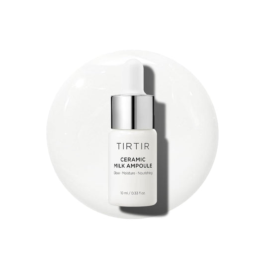 TIRTIR front bottle view showing compact ampoule and glossy finish benefit
