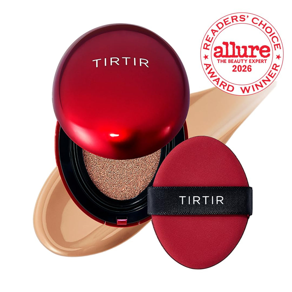 TIRTIR compact open top view displaying cushion pad and applicator for quick touch-ups