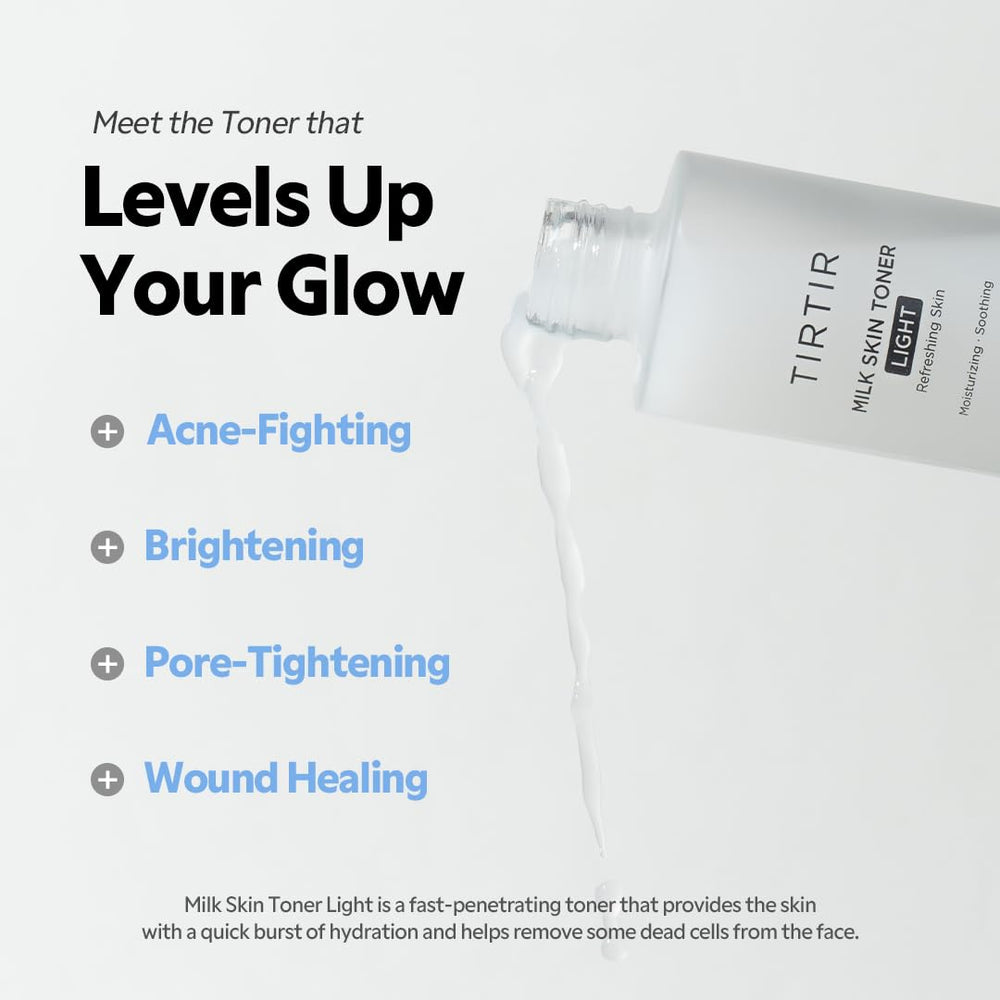 TIRTIR toner pouring into hand for quick absorbency and non-sticky finish