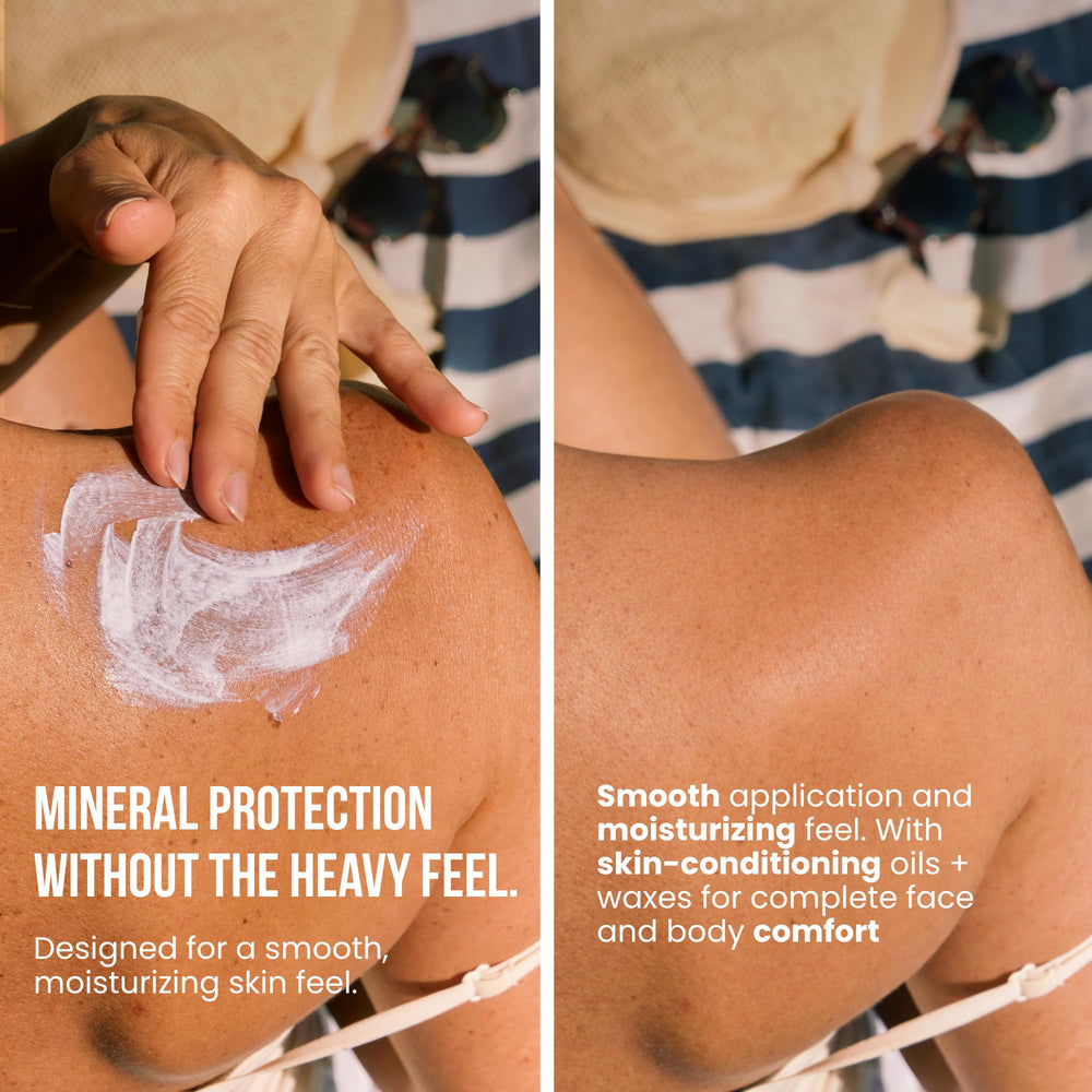 Titan Tallow in beach setting conveying reef-safe protection for ocean activities