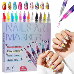 Titosha front packaging showing 12 colorful nail art pens and benefits