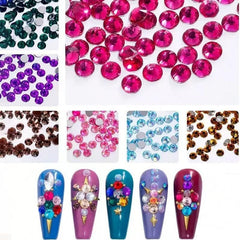 Tiwnefua size comparison with fingertip demonstrates rhinestone scale and suitability for nail tips