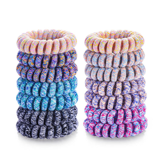 TIZZYT front packaging showing 14 colorful spiral hair ties, easy selection