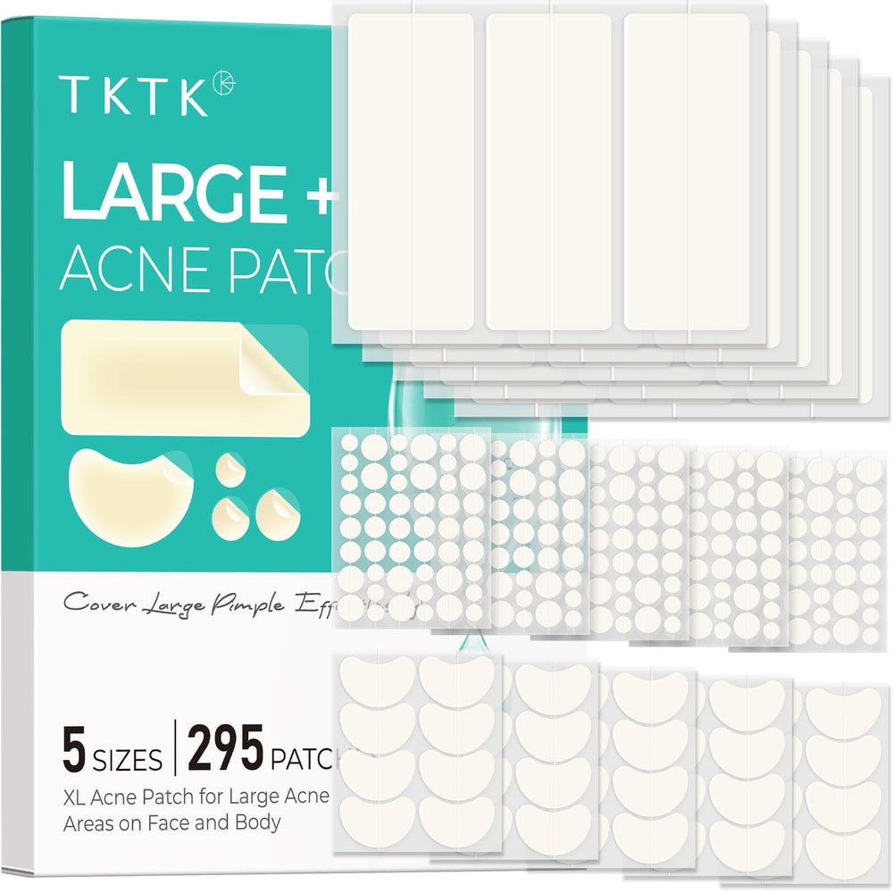 TKTK front packaging showing 295 hydrocolloid patches, convenient variety