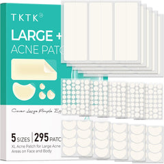 TKTK front packaging showing 295 hydrocolloid patches, convenient variety
