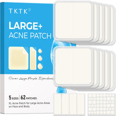 TKTK front packaging showing 62-count assorted patches for versatile coverage