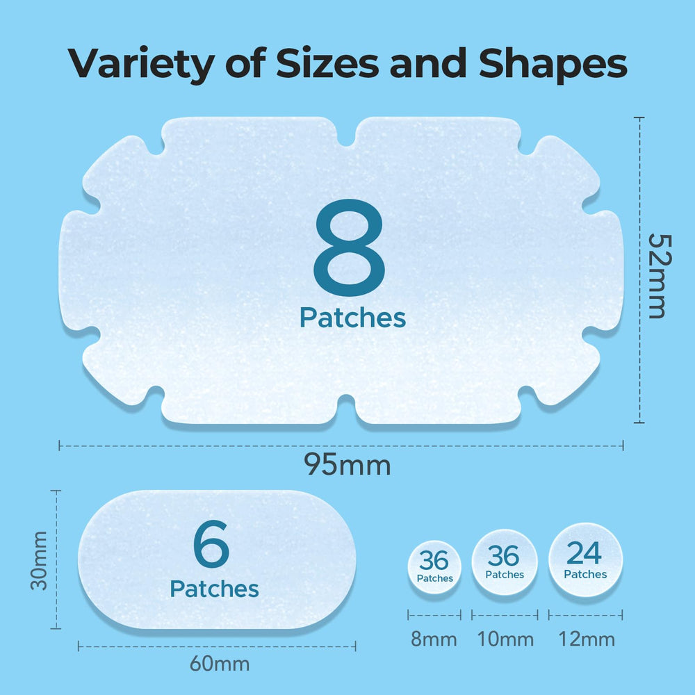 TKTK assortment of five patch sizes showing versatile treatment options