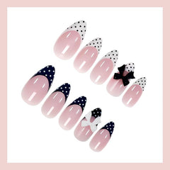 Tnampv close-up of polka dot and 3D bow detail highlighting design
