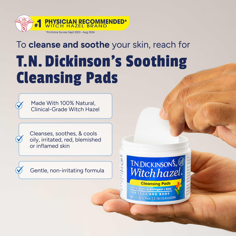T.N. Dickinson's pad in hand to illustrate size and easy single-use convenience