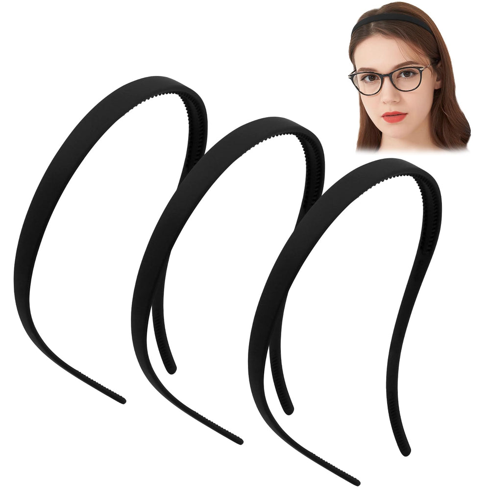 TOBATOBA front view black headband showing shape and low profile for comfort