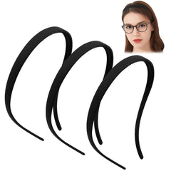 TOBATOBA front view black headband showing shape and low profile for comfort