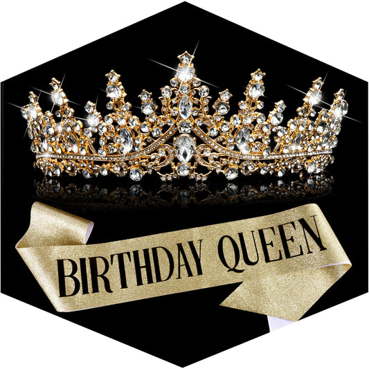 TOBATOBA sash and tiara front view showing elegant presentation and quick party-ready appeal