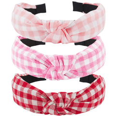 TOBATOBA three headbands front view shows vintage plaid and color palette benefits style