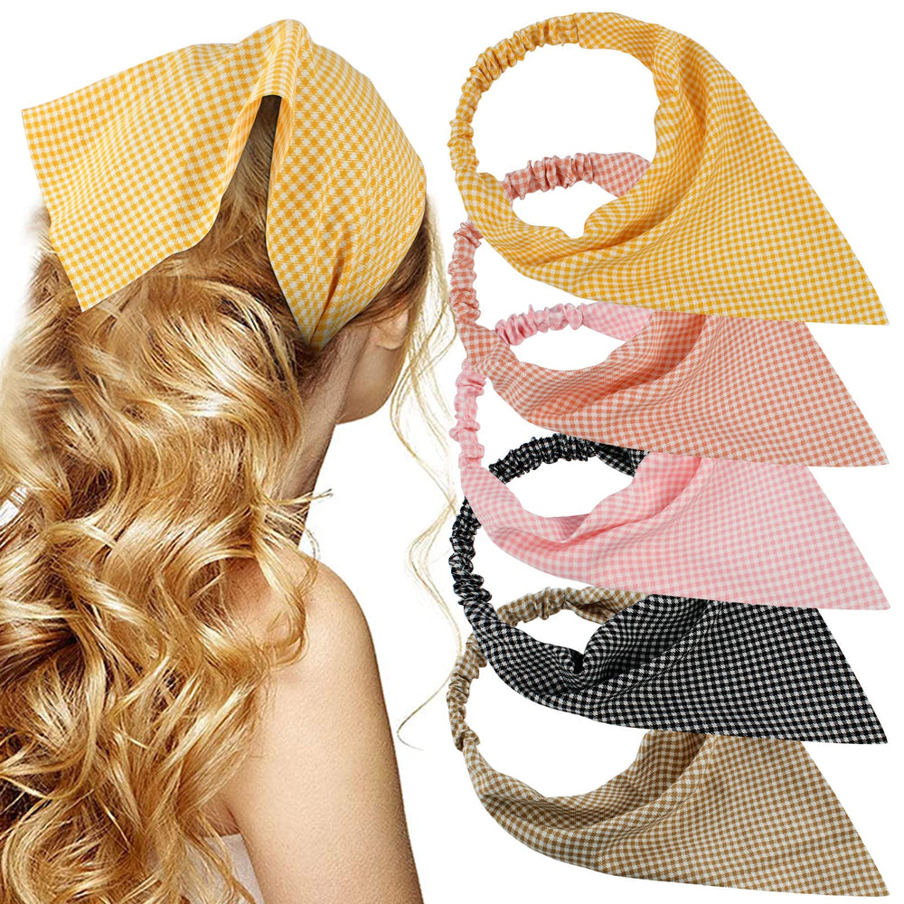 TOBATOBA front view showing five lattice headscarves, easy outfit matching