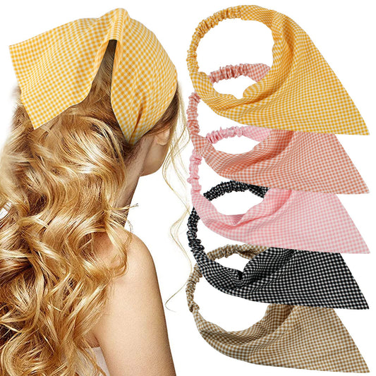 TOBATOBA front view showing five lattice headscarves, easy outfit matching