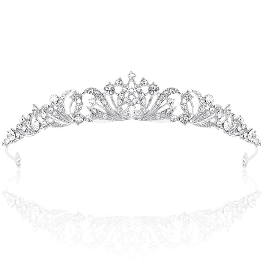 TOBATOBA front view of silver tiara showing elegant silhouette and sparkle
