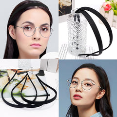 TOBATOBA side profile worn with glasses demonstrating reduced temple pressure