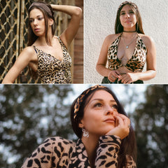 TOBATOBA flatlay of three distinct leopard prints to compare patterns and mix-match options