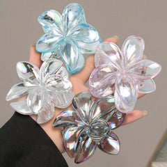Tobeffect front view of four flower clips showing colors and sparkle benefit