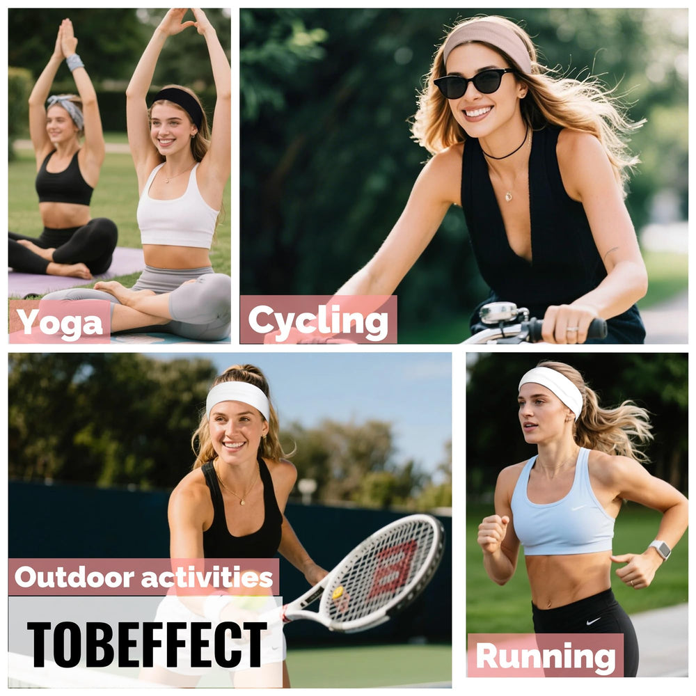Tobeffect headband next to a hand illustrating compact travel-friendly size
