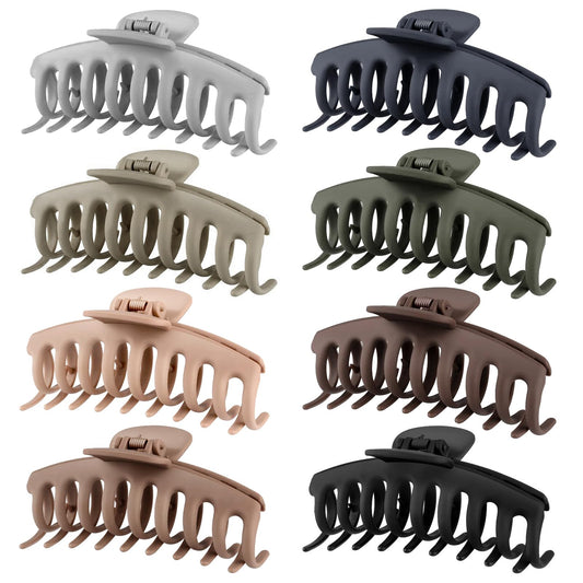 TOCESS front packaging showing eight large neutral claw clips, organized and gift-ready