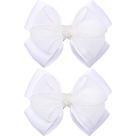 TOFAEVN white mermaid bow front view showing neat ribbon finish and polished look