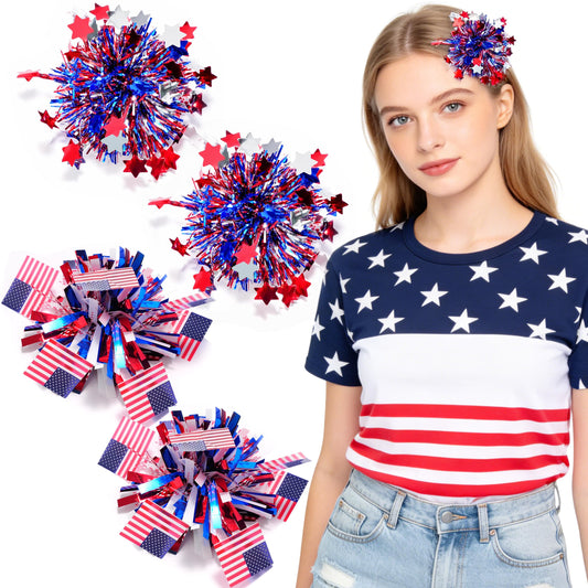 Tokcousun front packaging showing four patriotic pom-pom clips and benefits