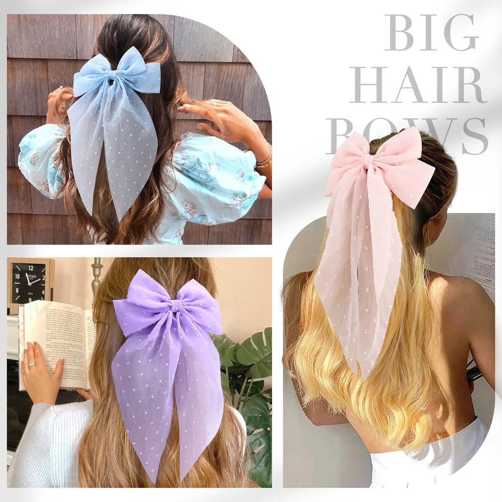 TOKUFAGU bow clipped in ponytail demonstrating styling impact and easy use